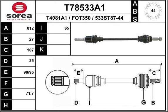 EAI T78533A1 - Приводний вал autocars.com.ua