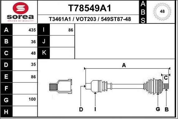 EAI T78549A1 - Приводной вал avtokuzovplus.com.ua