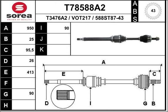 EAI T78588A2 - Приводний вал autocars.com.ua