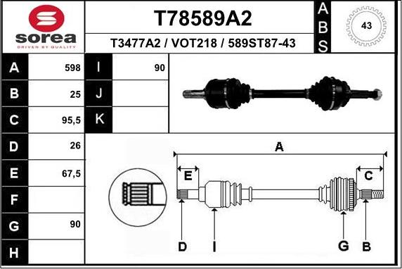 EAI T78589A2 - Приводний вал autocars.com.ua