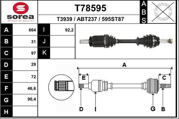 EAI T78595 - Приводной вал avtokuzovplus.com.ua