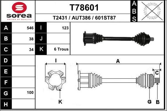 EAI T78601 - Приводний вал autocars.com.ua