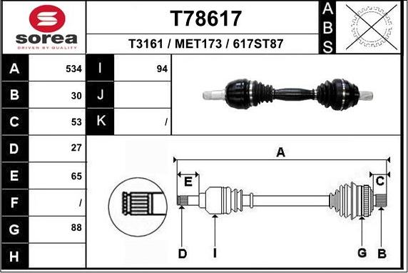 EAI T78617 - Приводной вал avtokuzovplus.com.ua