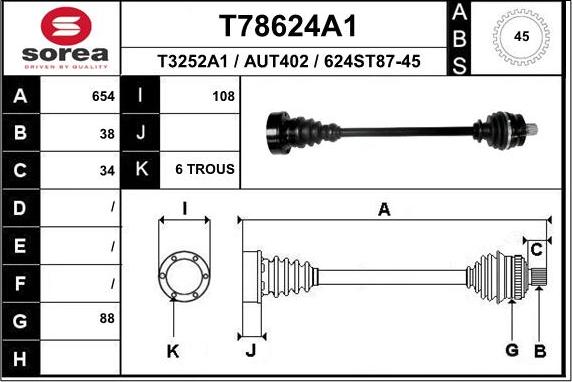 EAI T78624A1 - Приводной вал avtokuzovplus.com.ua