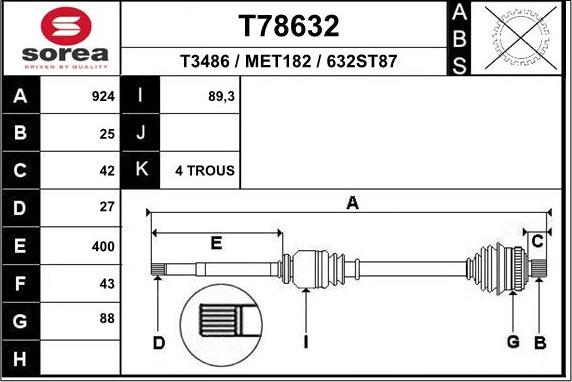 EAI T78632 - Приводной вал autodnr.net