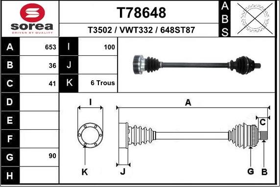 EAI T78648 - Приводной вал autodnr.net