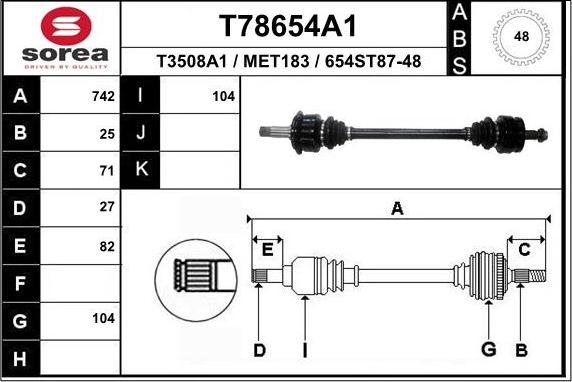 EAI T78654A1 - Приводний вал autocars.com.ua