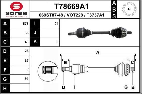 EAI T78669A1 - Приводний вал autocars.com.ua