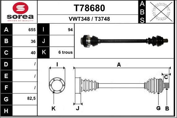 EAI T78680 - Приводной вал avtokuzovplus.com.ua