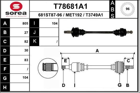 EAI T78681A1 - Приводний вал autocars.com.ua