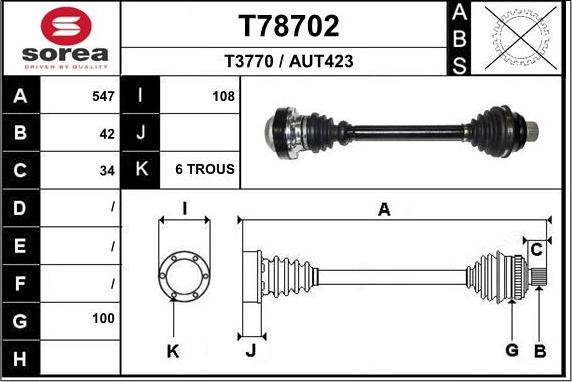 EAI T78702 - Приводной вал avtokuzovplus.com.ua