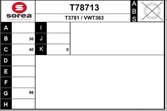 EAI T78713 - Приводной вал avtokuzovplus.com.ua