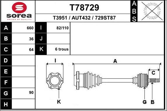 EAI T78729 - Приводний вал autocars.com.ua