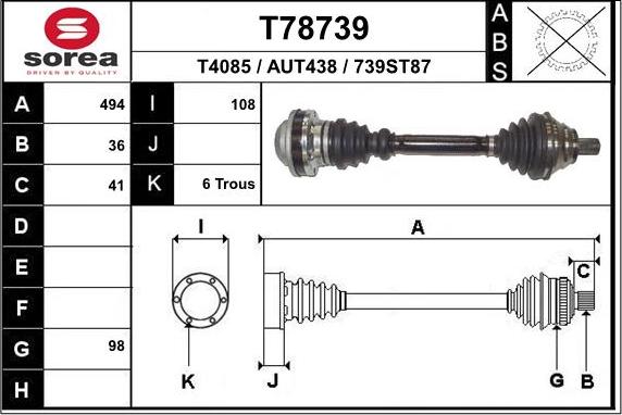 EAI T78739 - Приводний вал autocars.com.ua