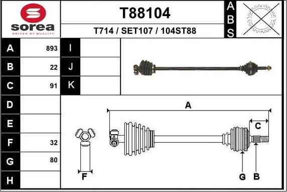 EAI T88104 - Приводний вал autocars.com.ua