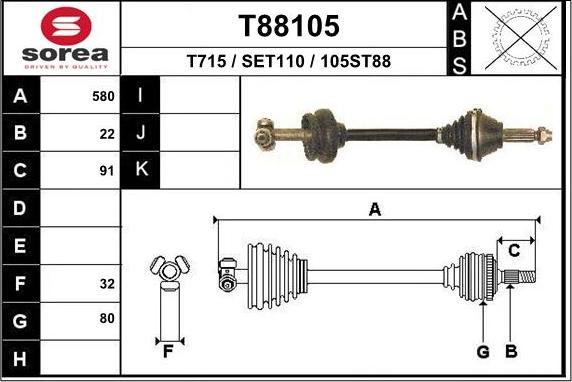 EAI T88105 - Приводний вал autocars.com.ua