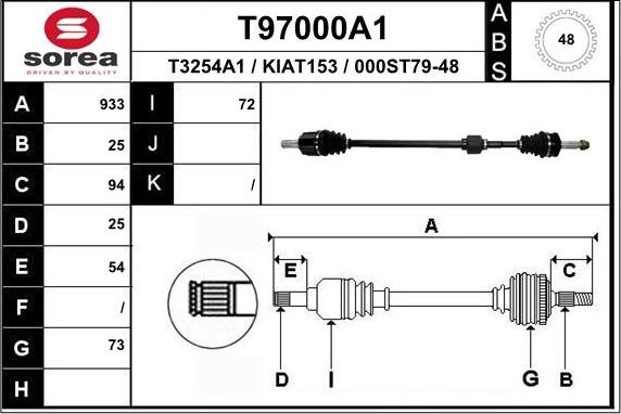 EAI T97000A1 - Приводний вал autocars.com.ua