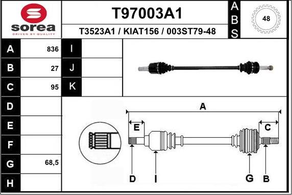 EAI T97003A1 - Приводний вал autocars.com.ua