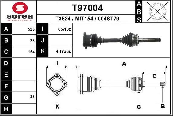 EAI T97004 - Приводний вал autocars.com.ua