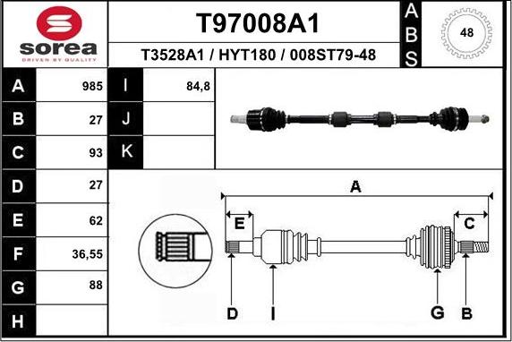 EAI T97008A1 - Приводной вал avtokuzovplus.com.ua