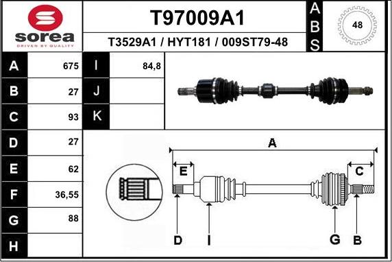 EAI T97009A1 - Приводной вал avtokuzovplus.com.ua