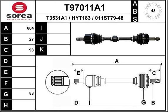 EAI T97011A1 - Приводний вал autocars.com.ua