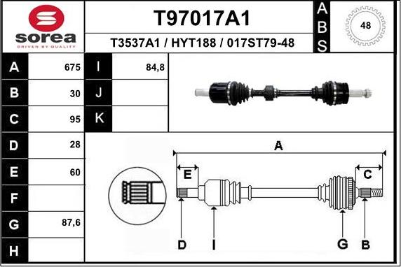 EAI T97017A1 - Приводний вал autocars.com.ua