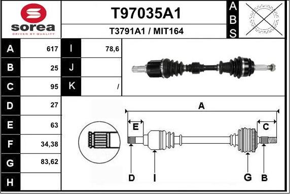 EAI T97035A1 - Приводний вал autocars.com.ua