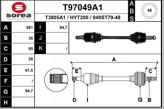 EAI T97049A1 - Приводной вал avtokuzovplus.com.ua