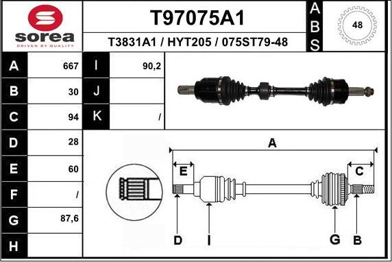 EAI T97075A1 - Приводний вал autocars.com.ua