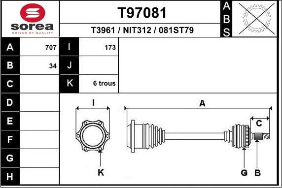 EAI T97081 - Приводной вал avtokuzovplus.com.ua