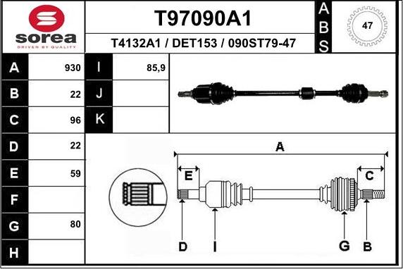 EAI T97090A1 - Приводний вал autocars.com.ua