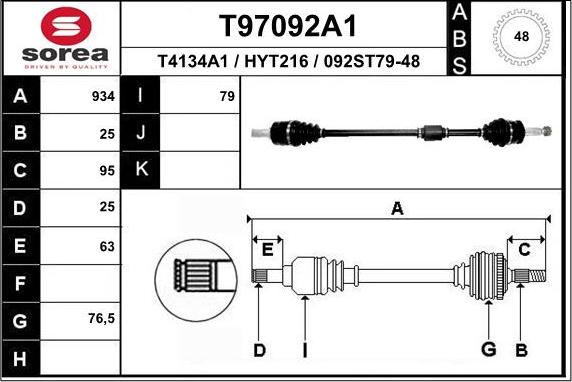 EAI T97092A1 - Приводний вал autocars.com.ua