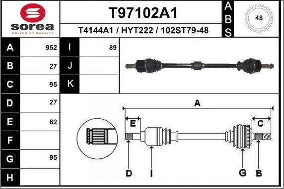 EAI T97102A1 - Приводний вал autocars.com.ua