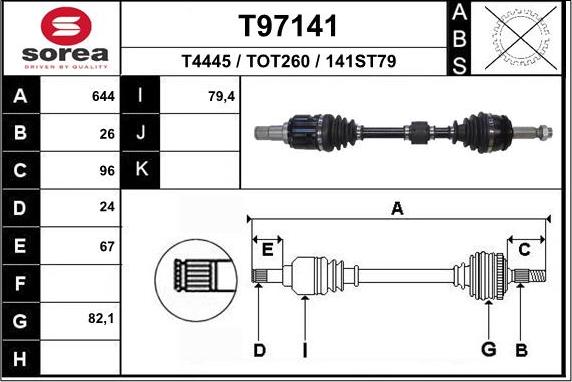 EAI T97141 - Приводний вал autocars.com.ua