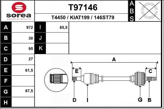 EAI T97146 - Приводний вал autocars.com.ua