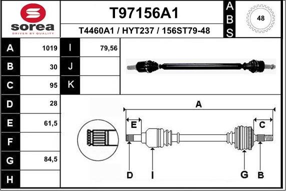 EAI T97156A1 - Приводний вал autocars.com.ua