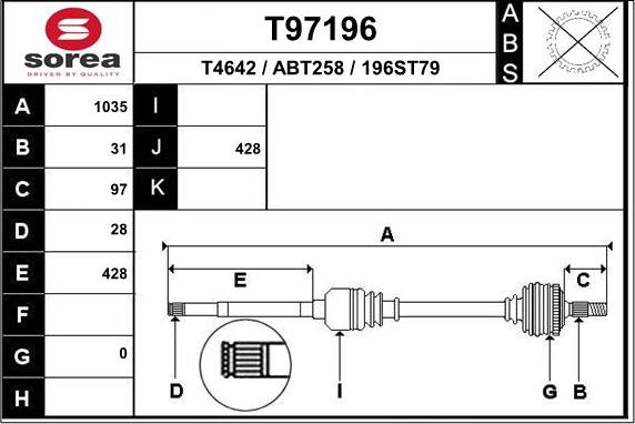 EAI T97196 - Приводний вал autocars.com.ua