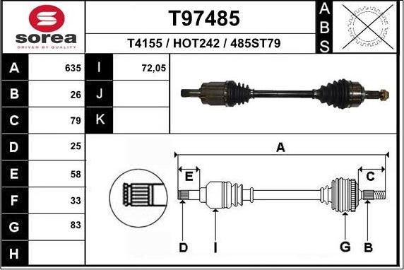 EAI T97485 - Приводний вал autocars.com.ua