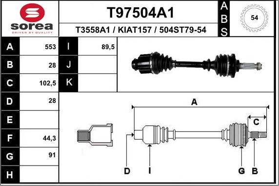 EAI T97504A1 - Приводний вал autocars.com.ua