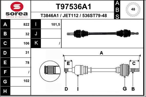 EAI T97536A1 - Приводной вал avtokuzovplus.com.ua