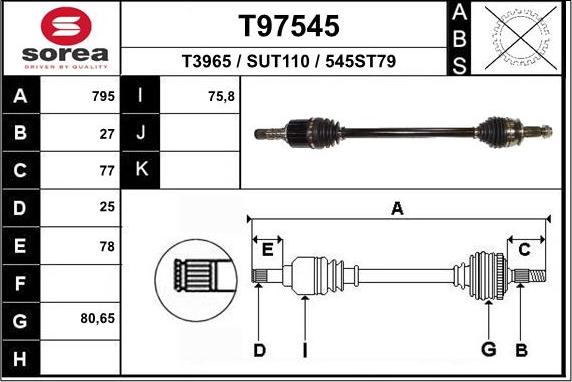 EAI T97545 - Приводной вал avtokuzovplus.com.ua