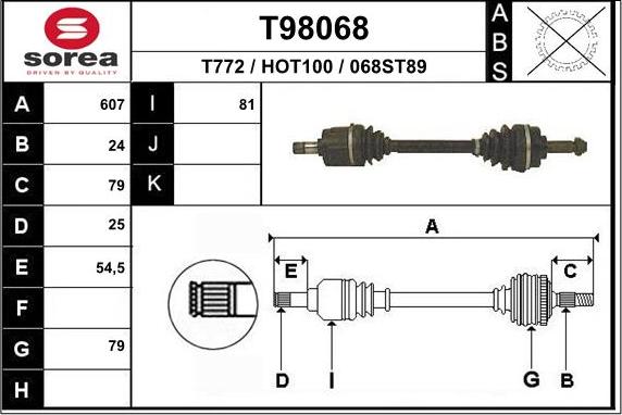 EAI T98068 - Приводной вал avtokuzovplus.com.ua