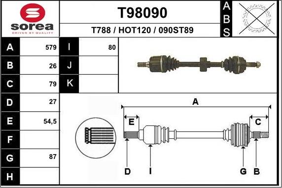 EAI T98090 - Приводний вал autocars.com.ua