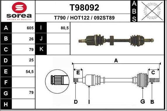 EAI T98092 - Приводной вал avtokuzovplus.com.ua