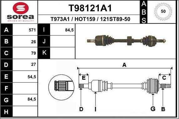 EAI T98121A1 - Приводной вал avtokuzovplus.com.ua