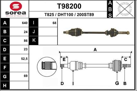 EAI T98200 - Приводной вал avtokuzovplus.com.ua