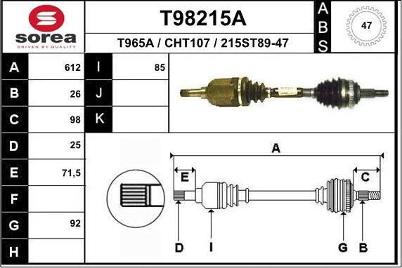 EAI T98215A - Приводной вал autodnr.net