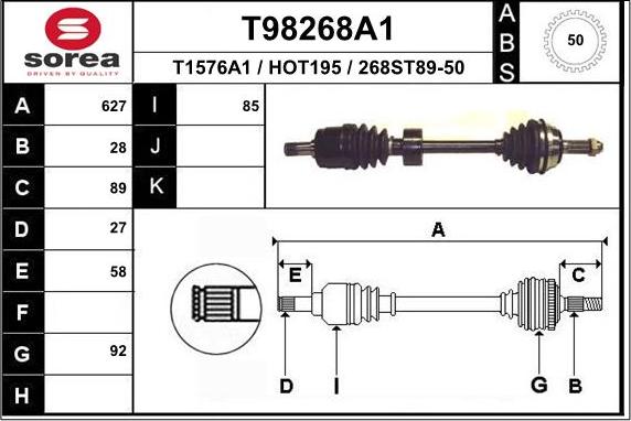 EAI T98268A1 - Приводний вал autocars.com.ua