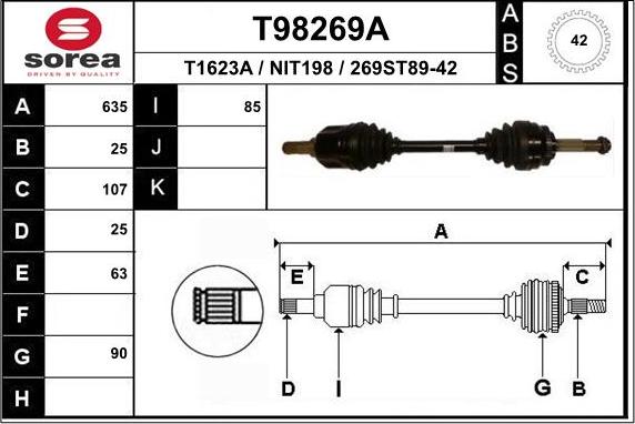 EAI T98269A - Приводной вал avtokuzovplus.com.ua